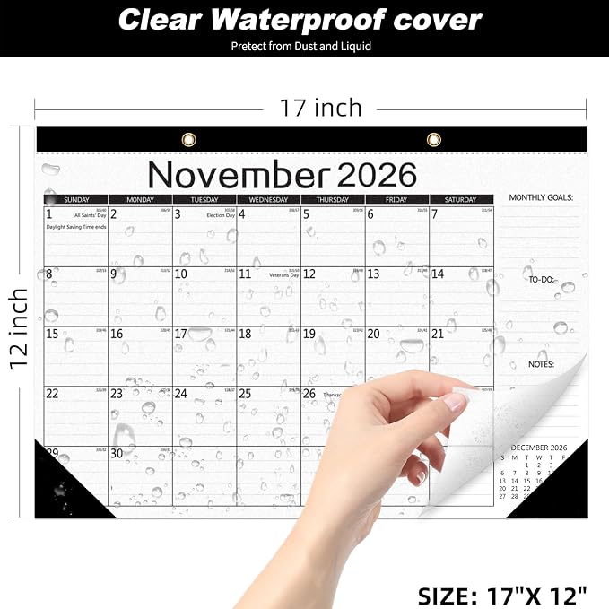 MZD8391 Desk Calendar 2026-2027, Jul 2026-Dec 2027 18 Months, 17" x 12" | Large Desktop Academic Calendar, Wall Calendar, Monthly Planner, Julian Dates, Home School Office Planning Organization Gift