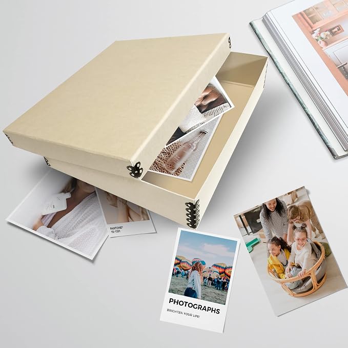Lineco Museum Archival Storage Box, Drop Front, 11.75x14.75x3 in, Tan | Acid-Free with Metal Edge, Preserves Picture Longevity, Organize Photos, Newspapers, Prints, Documents, Crafts, DIY