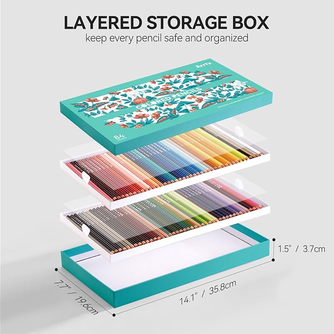Arrtx 84 Colors Colored Pencils, 5.0mm Extra Thick Soft Core | Artist grade drawing pencils, smooth laydown, easy blending, thick core reduces sharpening stops, ideal for adult coloring, s