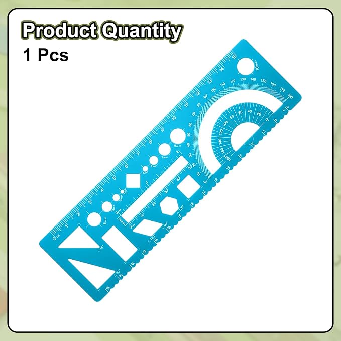 HARFINGTON Multifunctional Geometric Rulers 15cm Metric and SAE Aluminum Straight Edge Protractor Angle Math Measuring Rulers Geometric Drawings Templates for Drawing Drafting, Blue