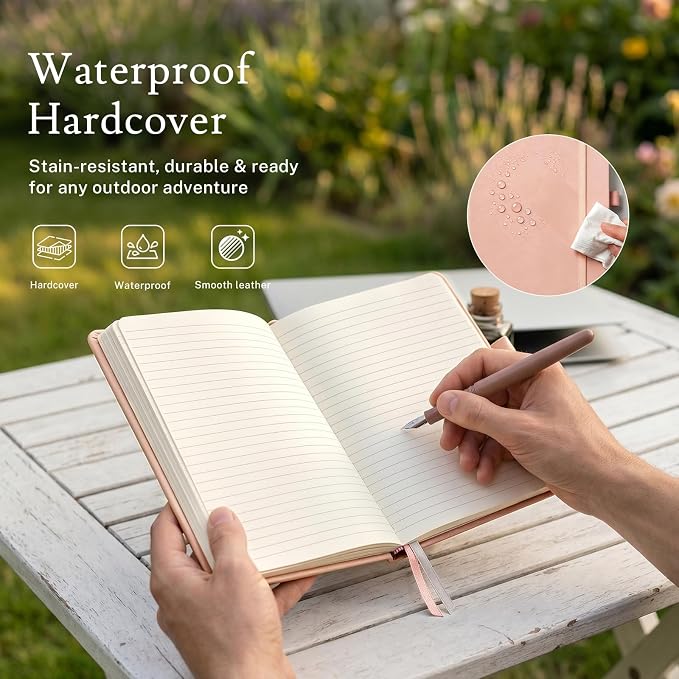 PAGELYST Lined Journal Notebook, 4 Pack Leather Journal for Women Men, 200 Numbered Pages, A5 Medium 5.7'' x 8.3'', 100 GSM Thick Paper for Journaling, Writing, Work & Office (Pink)