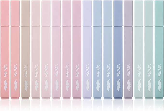 Mr. Pen- Aesthetic Highlighters No Bleed, 16 Pack, Morandi Colors | Chisel Tip, Cute Highlighters Assorted Colors for Journaling, Highlighting, Underlining, Fast Dry, Back to School Supplies