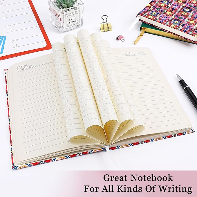Journal Notebook, Fabric Vintage Journal Hard Cover Lined Notebook, 192 Pages A5 College Ruled Notebook for Work & Note Taking, Perfect for Office School Home Supplies （Artascope）