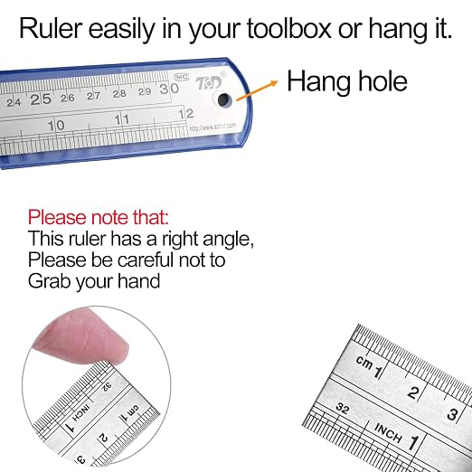 YouOKLight Metal Ruler Set, Stainless Steel 6 Inch and 12 Inch Rulers with Inches and Centimeters, Metric Precision Measuring Drawing Ruler, Silver