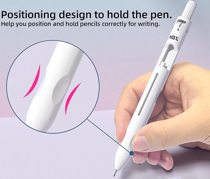 Cute Mechanical Pencil, Metal Grip, Refillable for School Supplies Kid Student Writing, Drafting Drawing Sketching, Mechanical Pencils Set with Lead Refills & Compass & Ruler & Eraser (Blue)