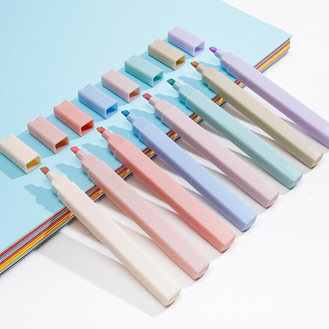 Marspark 120 Pcs Highlighters Bulk Chisel Tip Aesthetic No Bleed Cute Color Marker Pens for Journal Planner Notes School Study Office Supplies (Earthy Colors)