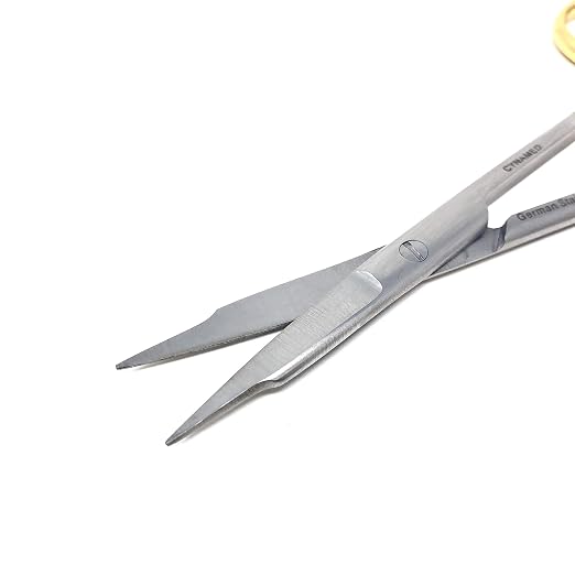 Goldman Fox Scissor 13 cm - Super Cut Sharpness - Premium Quality German Stainless Steel - Gold Handles by Cynamed (Straight + Curved) …