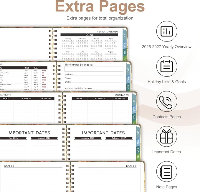 Planner 2026-2027, Weekly and Monthly Academic Planner, July 2026 - June 2027, Hardcover Calendar Agenda Book for School Year Planning, School Supplies for Teacher and Student, Letter Size(8.5'' x 11'')