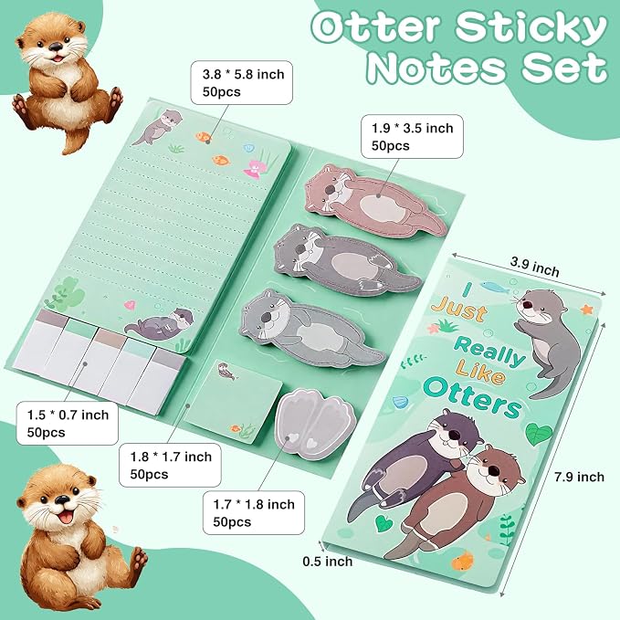 School Supplies for Girls, Cute Otter Stationery Set with Pencil Case, Pens & Sticky Notes Set, Otter Gifts Party Favor for Girls Stationery School Office Supplies (Otter)