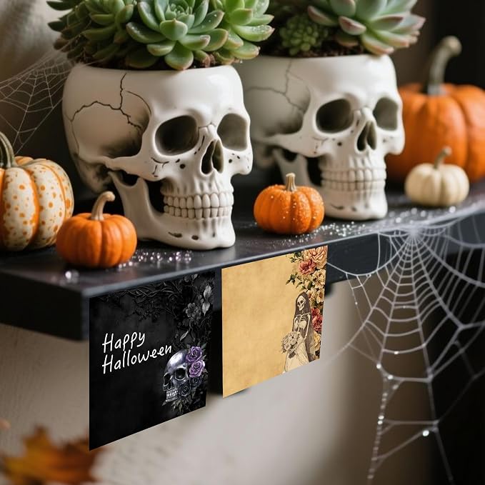 9 Pads Gothic Sticky Notes Set, Black Self-Stick Notepads, Super Adhesive Memo Pads Note Card, Halloween Office Decor Gifts, Desk Accessories for Students, Teacher and School Supplies, 3x3in