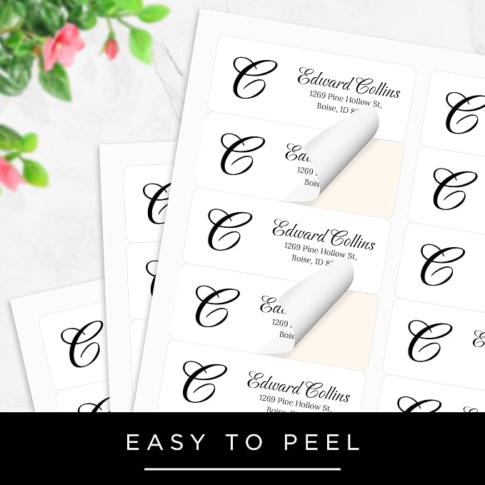 Personalized Return Address Labels, Custom Address and Name Mailing Labels Square for Envelopes & Branding - Wreath 1x2.6 Inches Flat Sheet of 60-1200 Made in USA by My Sign Center