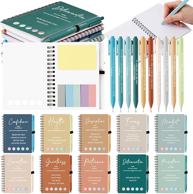 40 Pcs Motivational Inspirational Notebook Bulk with Notes Pen,Bright | Back to School Spiral Notebooks Inspirational Motivational Appreciation Gift for Students Teacher Employee Team Coworker