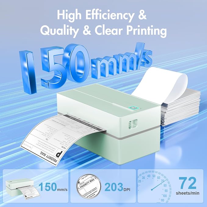 Thermal Shipping Label Printer 4x6 Bluetooth Label Maker for Small Business | Wireless Mailing Shipping Printer for USPS UPS Amazon Shopify Etsy - Compatible with iPhone Android Windows & Mac (Green)
