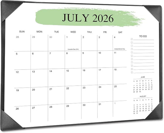Desk Calendar 2026-2027 with Desktop Mat （22" x 17"）– Jul. 2026 - Dec. 2027 (Black)