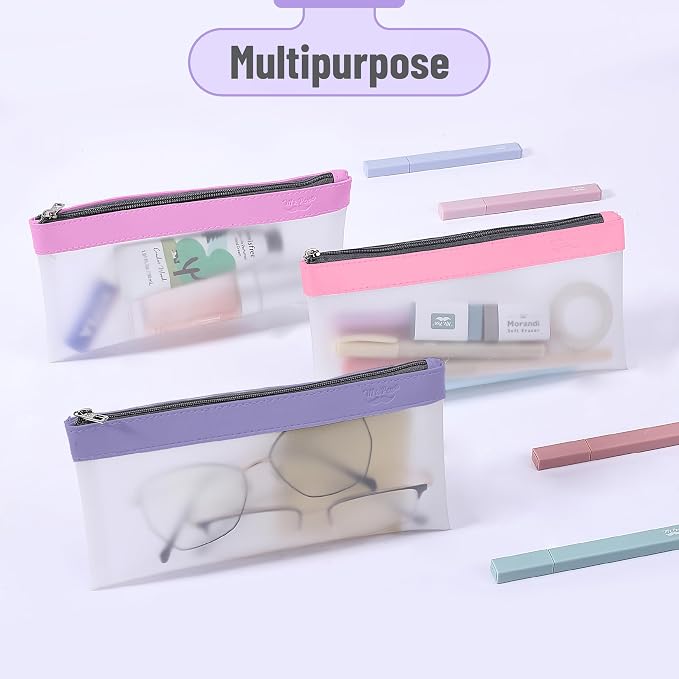 Mr. Pen- Clear Pencil Pouch, 8.50"x4.25", 6 Pack, Durable TPU Material | Medium Water-Resistant Pencil Bags with Smooth Zipper, Multipurpose Clear Pouch for Stationery, School, Office