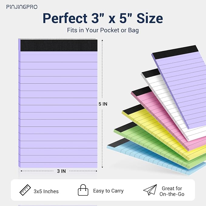 24 Pack Small Notepad Colored Note Pads 3x5 Mini Notepads Pocket Notepad Server Note Pad Lined Paper for Office Supplies, 30 Sheet/Notepad, Desk Notepads Portable Memo Pads for Teacher School Home