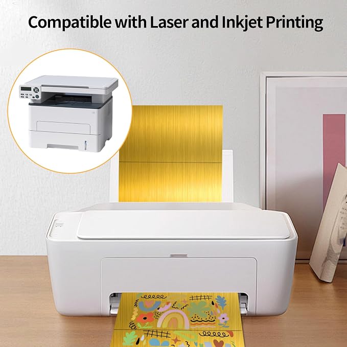Gold Half-Sheet Printable Shipping Labels- 5 1/2 x 8 1/2- Holographic Gold Mailing Labels- Laser/Inkjet Compatible - 40/Pack