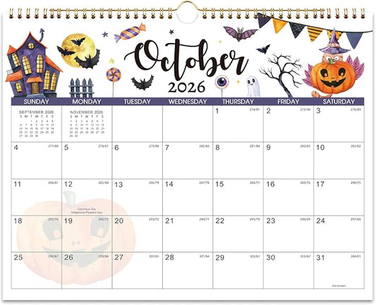 Calendar 2026-2027 - Wall Calendar 2026-2027, July 2026 - December 2027 Wall Calendars, 14.8'' x 11.6'', with Julian Dates, Hanging Hole, Thick Paper