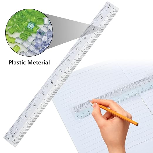 36 Pack Clear Flexible Ruler 12 Inch Plastic Bendable Ruler 12 in/ 30cm Shatter Resistant Straight Flexible Clear Rulers with Inches and Centimeters for Student Teacher School Office Home Use