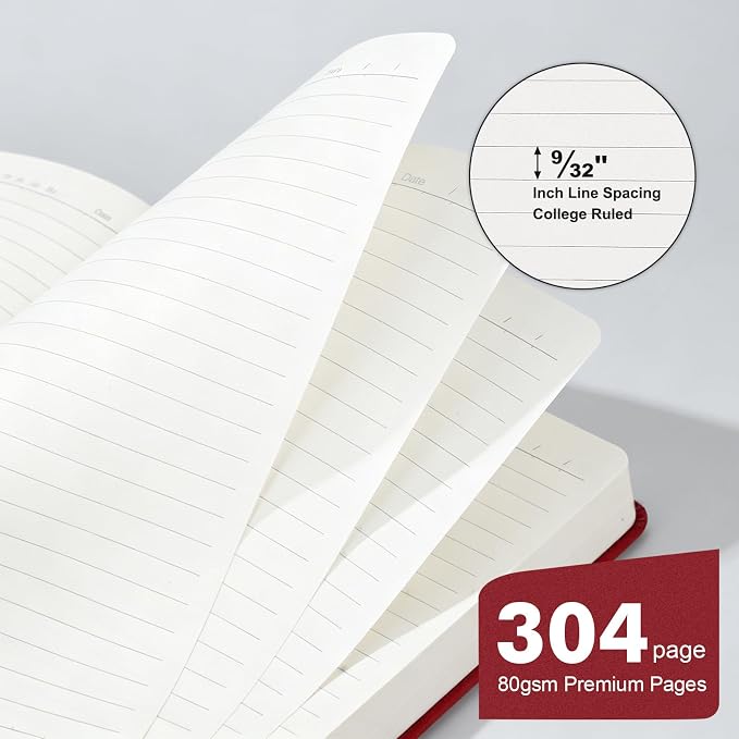 Comix Lined Journal Notebook for Men Women - 304 Pages Thick Journal, 5.9" x 8.3", Hardcover, College Ruled, Fits for Writing, Notes-Taking, Diary and Work, Pink