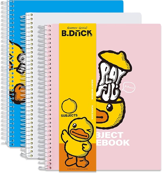 Comix 5 Subject Notebook with 5 Divider, 8.5" x 11" letter size, 200 Sheets College Ruled Notebook with Plastic Cover for Office/School/Home (Blue, White, Pink)