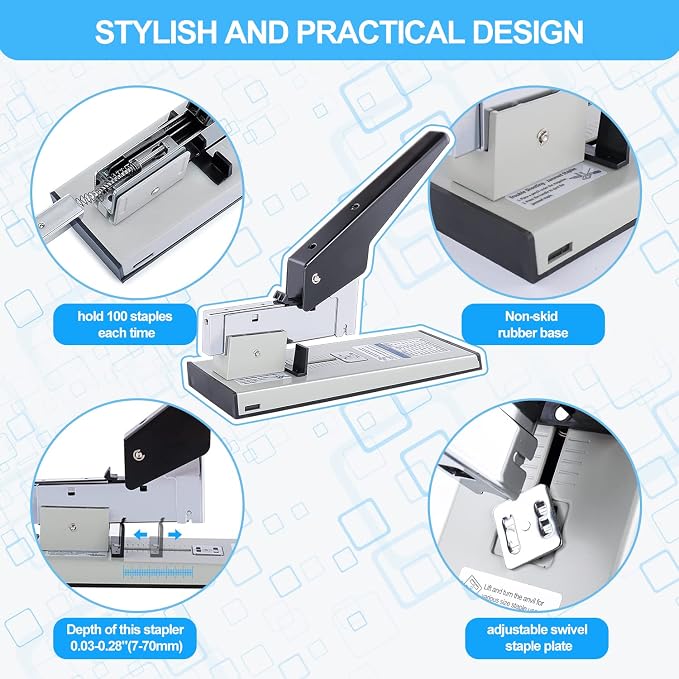 Heavy Duty Stapler,240 Sheet Capacity Office Stapler,Nextlifei Effortless Desk Stapler with 4000 Heavy Duty Staples,Large Stapler for Binding Documents,Leathers,Professional Staple Remover Included