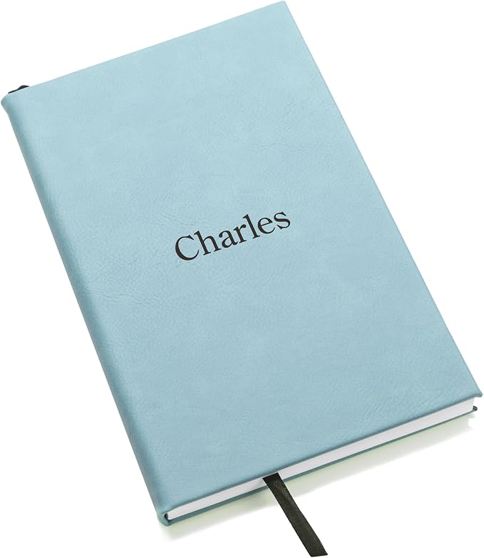 Lifetime Creations Personalized Journal Notebook (Turquoise) - Customized Hardcover Vegan Leather Writing Notepad, Business Meeting Hard Cover Note Book Gift for Professionals