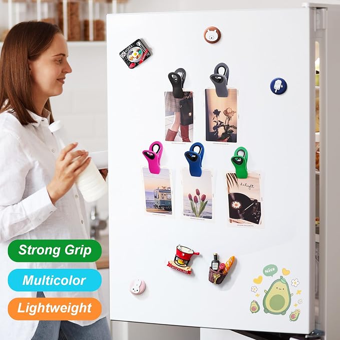 JETMORE 12 Pack Chip Clips Bag Clips Food Clip for Food Storage, Snack | Strong plastic jaws preserve freshness, magnetic chip clips hold snacks, and kitchen clips organize opened bags