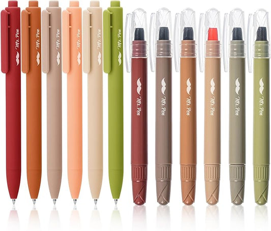 Mr. Pen- Bible Highlighters and Pens, 12 Pack, Bible Journaling Kit | 6 Colors Gel Highlighters No Bleed and 6 Colors Gel Pens, Fast Dry and No Smear for Journaling, Planner, School Supplies
