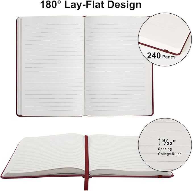 Comix 8 Pack Lined Journal Notebooks for Work, 240 Pages, 5.5"x8.3", Hardcover, A5 Medium College Ruled, Journaling Notebooks for Notes-taking, Fits for Office School Home, Retro Color
