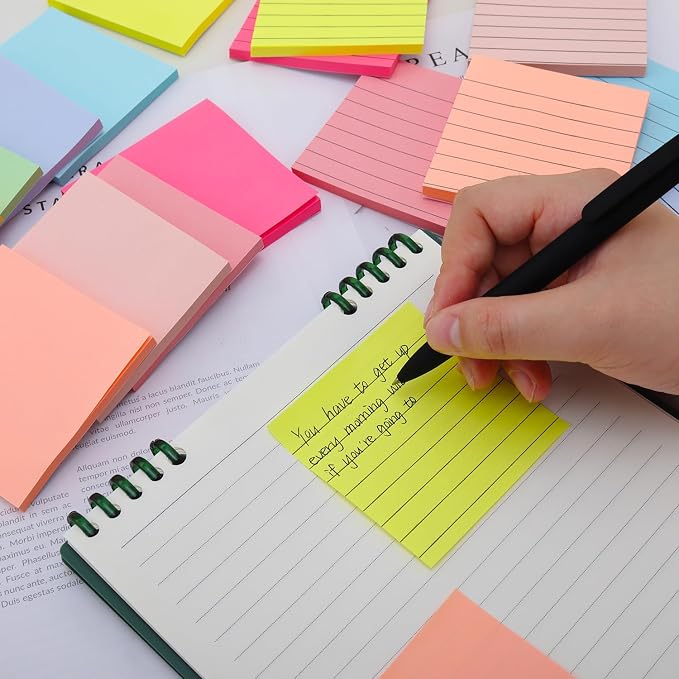 18 Pack Lined and Blank Pads 3x3 Sticky Notes Bulk Pack 9 Colors 56 Sheets | Back to School Supplies for Students;Clean To-Do Lists;Office Supplies for Professionals