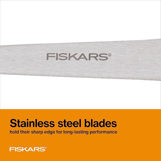 Fiskars 8” Everyday Stainless Steel Scissors (2-Pack) with Ergonomic Handles, Home & Office Scissors for Cutting Paper, Cardboard, Photos and More, Gray