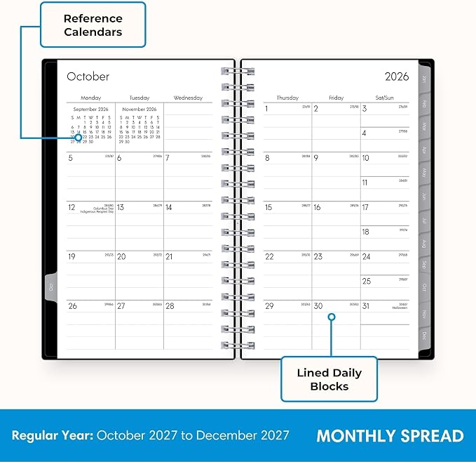 Blue Sky 2027 15-Month Weekly & Monthly Planner, 3.625"x6.125", Enterprise | October 2026 - December 2027, Mini, Flexible Cover, Durable Twin Wire Binding, Laminated Tabs