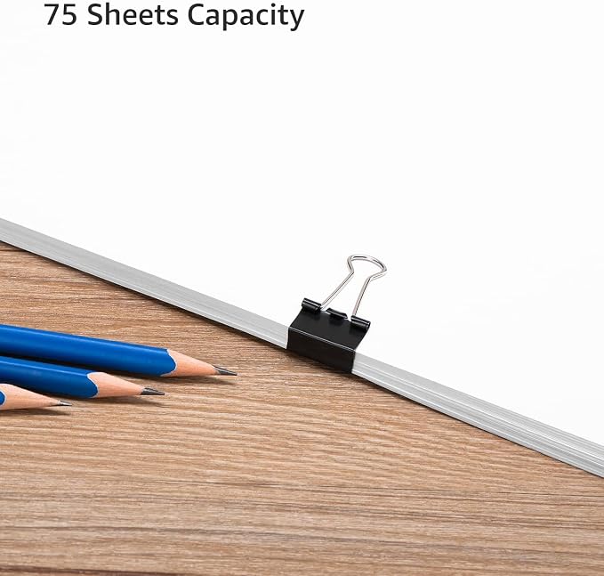 Amazon Basics Sturdy Binder Clips, Office Supplies, Small 0.75 in, Document Organizing, School Supplies, Black, 144 Count