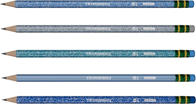 Ticonderoga Wood-Cased Pencils Pre-Sharpened, Arctic Blues, 18 Count