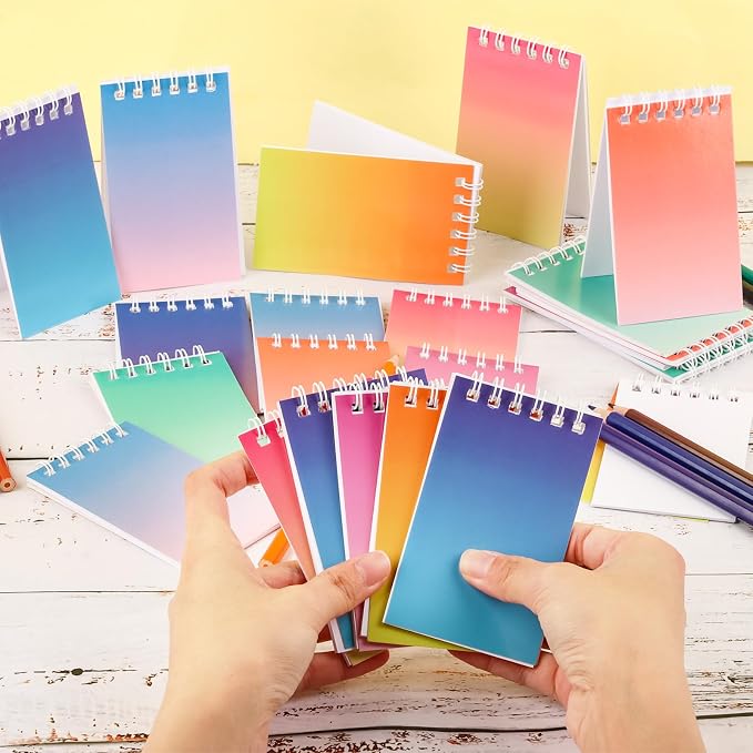 Mini Notebooks Bulk Small Spiral Notebook 24 PCS Mini Journal Pocket Notebooks Set Colorful Cover Notebooks for Party Supplies Teacher Children Classroom Rewards