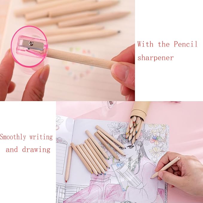 4Pack Mini Drawing Colored Pencils for Kids with Sharpener, Portable Color Pencils in Tube Drawing Pencil Bulk for Children Adults Artists Writing Sketching Painting Classroom School Supplies.