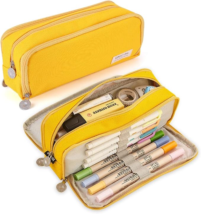 iSuperb Large Pencil Case 3 Compartments Pencil Pouch Big Capacity Pencil Bag for Kids Teen Girls Boys Student School Supplies Oxford Organizer Pen Bag Cosmetic Makeup Pouch