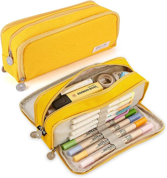 iSuperb Large Pencil Case 3 Compartments Pencil Pouch Big Capacity Pencil Bag for Kids Teen Girls Boys Student School Supplies Oxford Organizer Pen Bag Cosmetic Makeup Pouch