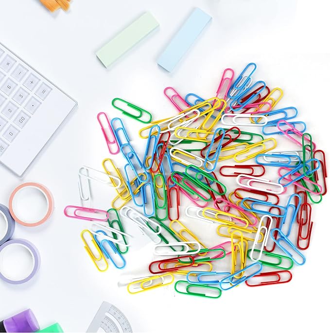 AnutriON Paper Clips, 180 Pack Medium Size Paperclips 1.3 Inch (33mm) Assorted Colored Coated Paper Clips Great for Office School Document Organizing