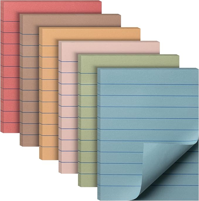 Mr. Pen- Lined Sticky Notes, 3" x 4", 6 Pads, 60 Sheets/Pad | Sticky Notes with Lines, Ruled Post Stickies, Memo Pads, Self-Stick Note Pad for Office, School, Home, Study