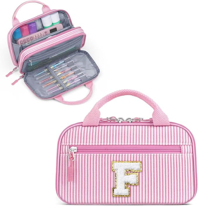 YOOLIFE Pencil Case for Girls, Pink Pencil Pouch Pen Case, Large Capacity Aesthetic School Supplies for Teen Girls, Pink F