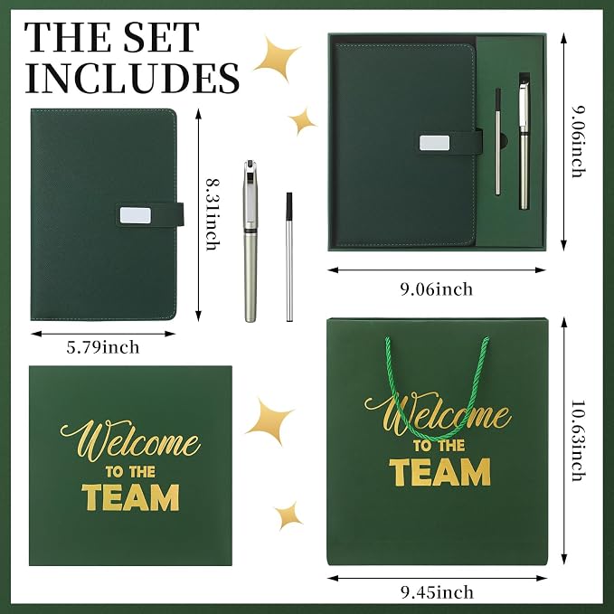 Sayglossy New Employee Welcome to The Team Gift Sets Notebook and Pen Welcome to The Team Box Employee Appreciation Gift Sets for New Office Worker(Green)