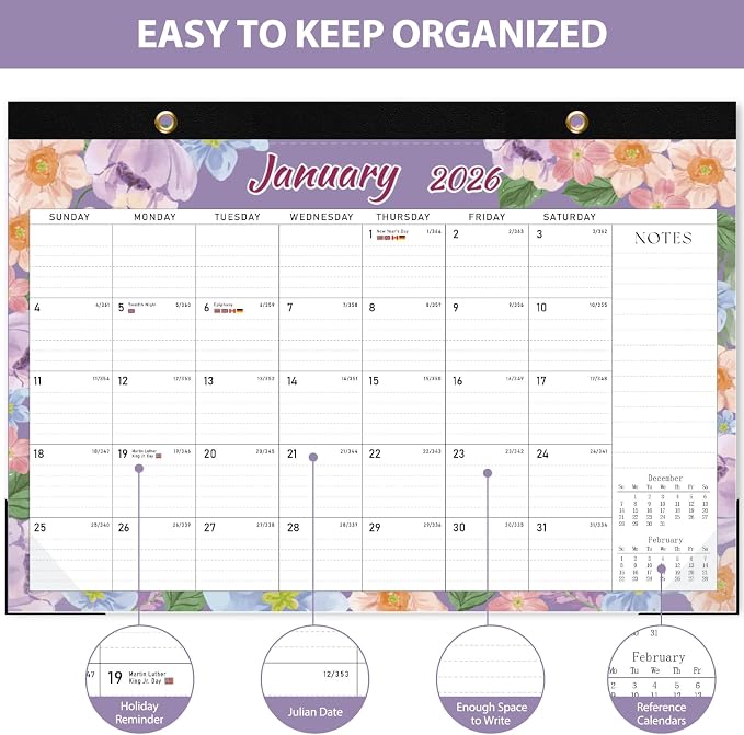2026 Desk Calendar, Large Desktop/Wall Monthly Calendar (Jan. 2026 - Jun. 2027) 17'' x 12'' School Year Desk Planner for Teacher Family School Office Supplies
