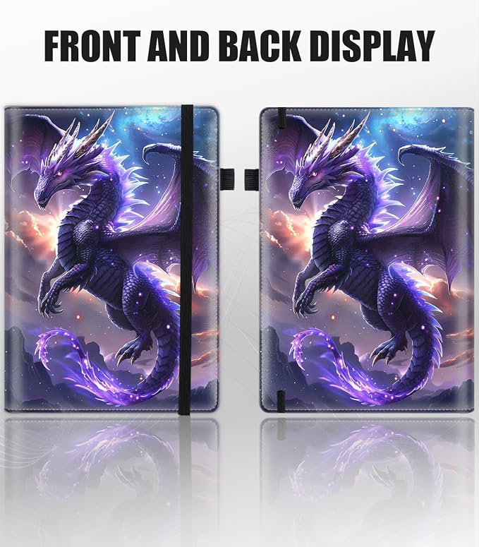 Hardcover Executive Notebooks, A5 PU Leather Lined Journal Notebook, 200 Pages Thick Paper Subject Notebooks for School,Work,Home Writing Business Notebook, Diary Book ，Purple Flying Dragon