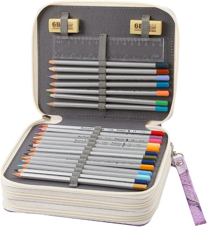 Portable Colored Pencil Case-72 Slots Colored Pencil Case Organizer with Zipper for Watercolor Pens, Pencil Case Organizer for Artist