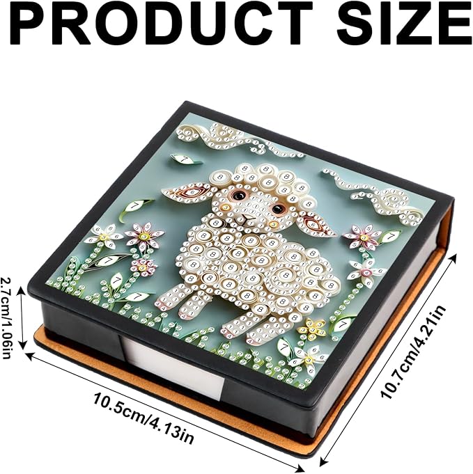 Sheep Diamond Painting Kit Note Box,Memo Paper Storage Box Diamonds Art,Sticky Note Holder Diamonds Art,Diamond Painting Memo Pad For Office Desk. (Sheep)