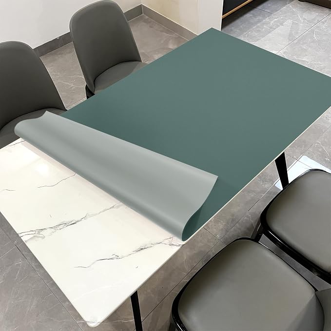 Faux Leather Table Cover,1.8mm Thick,36x60 Inch Table Protector,Table Protector for Dining Room Table,Dining Table Cover,Table Cover Protector,Table Pad,(Aqua Blue+Gray,36x60)