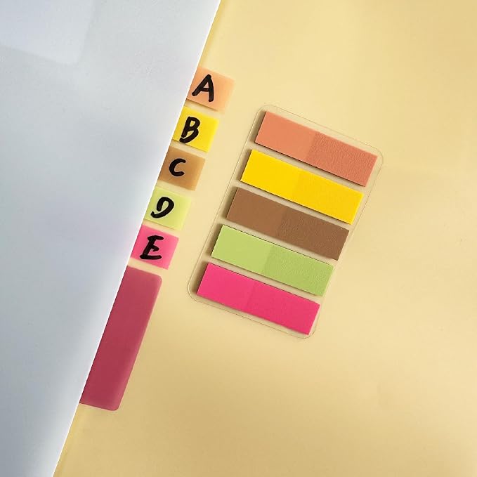 ELII 500 PCS Sticky Index Tabs 2 Inch Book Tabs Page Markers File Tabs | Self Adhesive, Labels for Pages Notebooks,Safety Material, Smooth Writing,Transparent,Waterproof,Repositionable