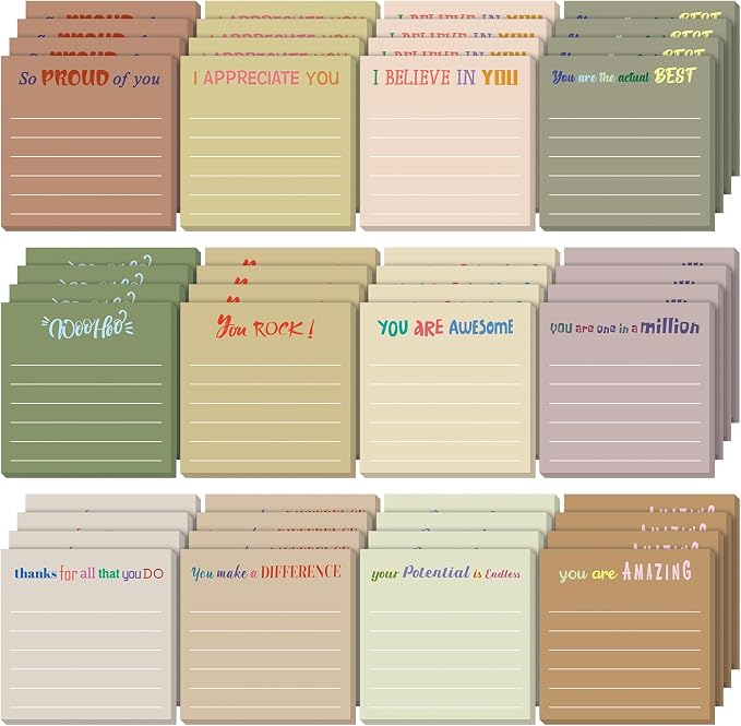 Yinder 48 Pcs Sticky Notes Gifts Bulk,Appreciation,Boho